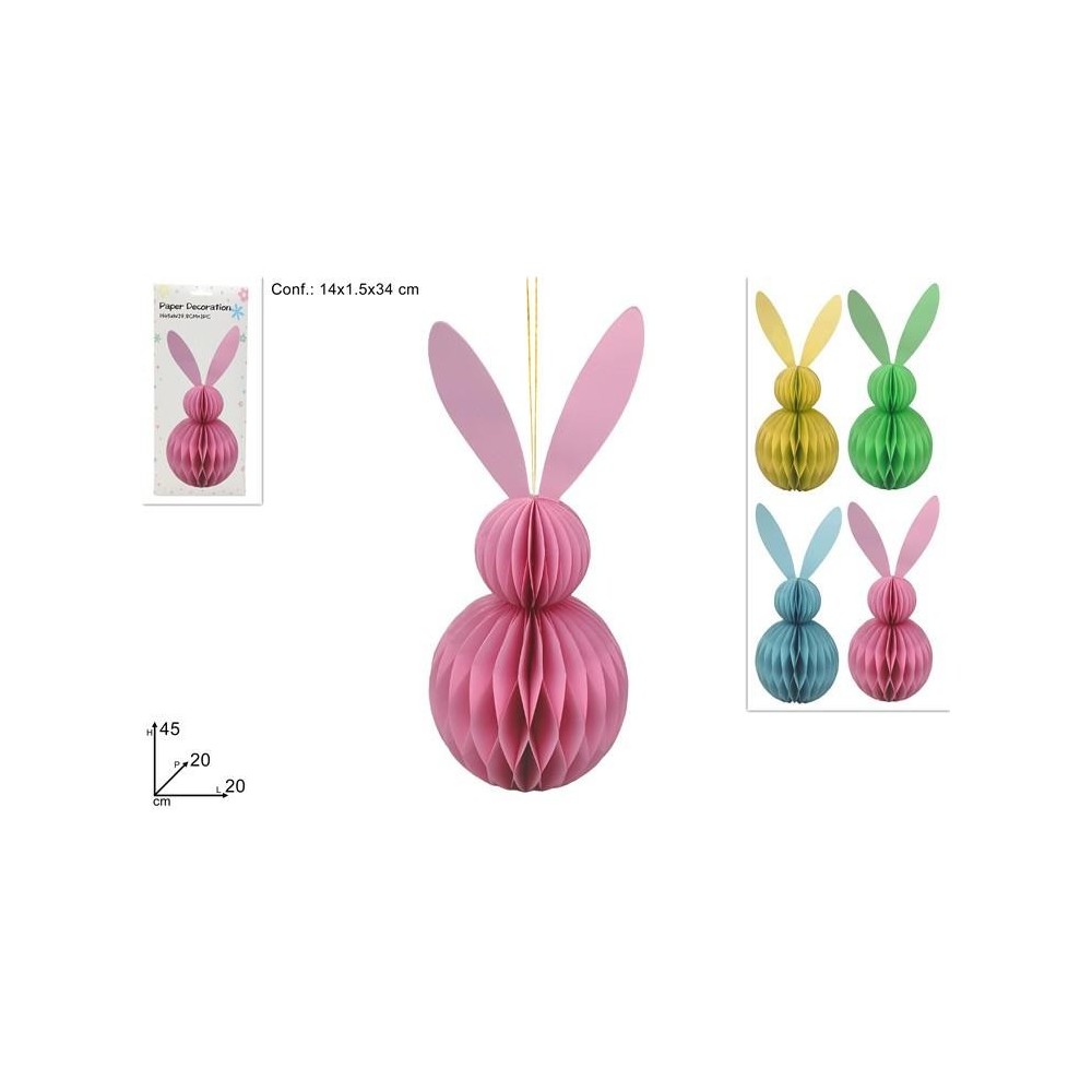 FESTONE CONIGLIO IN CARTA 45 CM 4 COL.